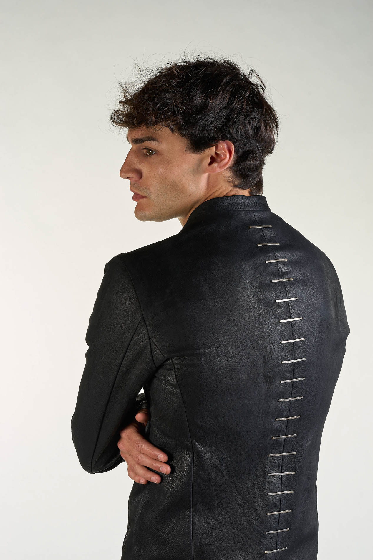 DANIELE BASTA LEATHER AND SILVER JACKET